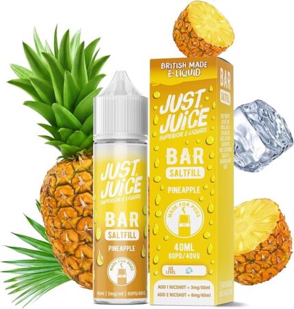 Just Juice Superior E-Liquids Bar Saltfill Vape Liquid with No Nicotine - Pineapple Flavour - 60ml Bottle with 40ml of Super Concentrated Juice, 60/40 0mg e-Liquid, Nic Free eliquid