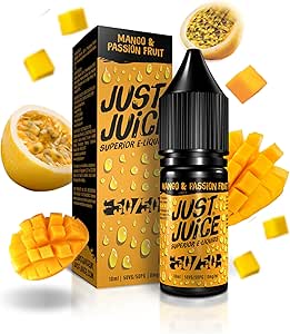 Just Juice Superior E-Liquids Vape Liquid with No Nicotine - Mango & Passionfruit Flavour - 10ml Bottle, 50/50 0mg e-Liquid, Nic Free eliquid